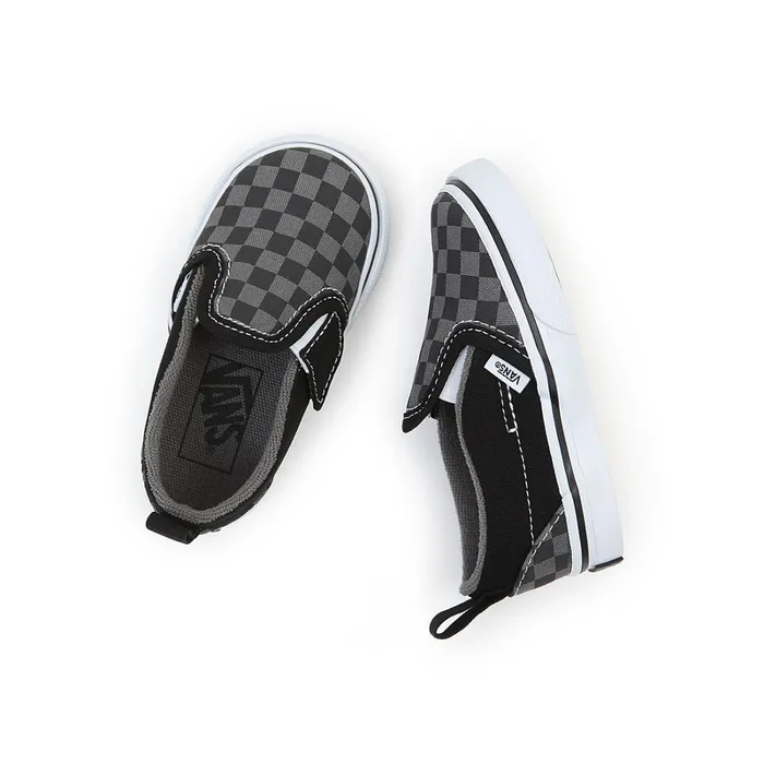 Vans View All Kids Toddler Checkerboard SlipOn Hook And Loop Shoes 14 Years Black Grey