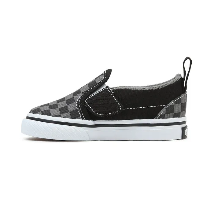 Vans View All Kids Toddler Checkerboard SlipOn Hook And Loop Shoes 14 Years Black Grey