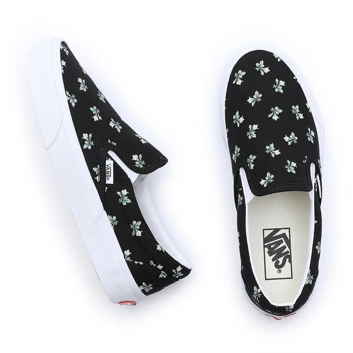 Vans View All Men Floral Classic SlipOn Shoes Black