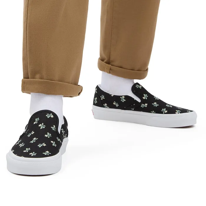 Vans View All Men Floral Classic SlipOn Shoes Black