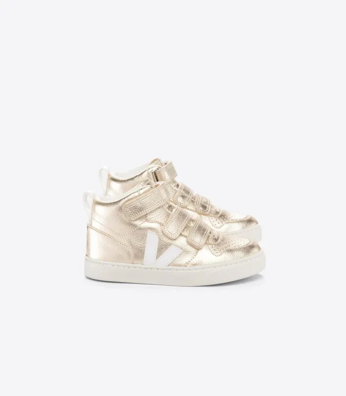 VEJA V10 Mid Kids V10 MID CHROMEFREE LEATHER PLATINE WHITE