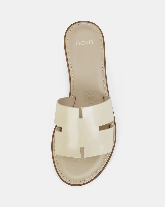 VERSA CREAM PATENT Flatform Women Slides NOVO Shoes