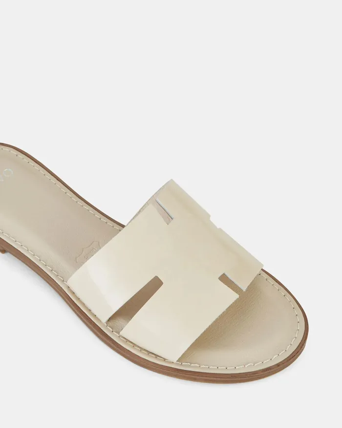 VERSA CREAM PATENT Flatform Women Slides NOVO Shoes