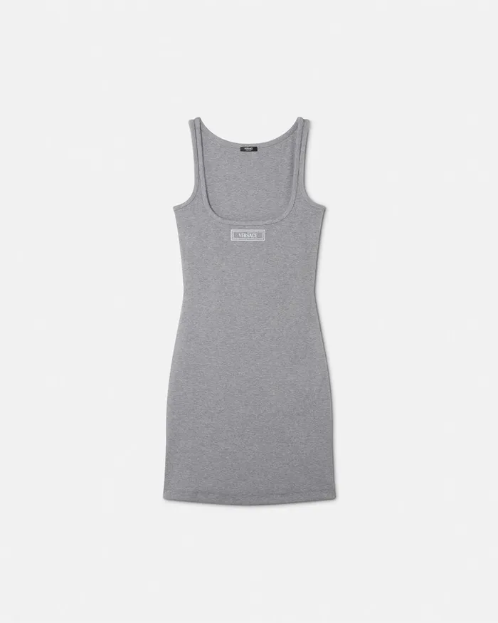 Versace 90s Vintage Logo Ribbed Dress Gray Women Loungewear and Pajamas