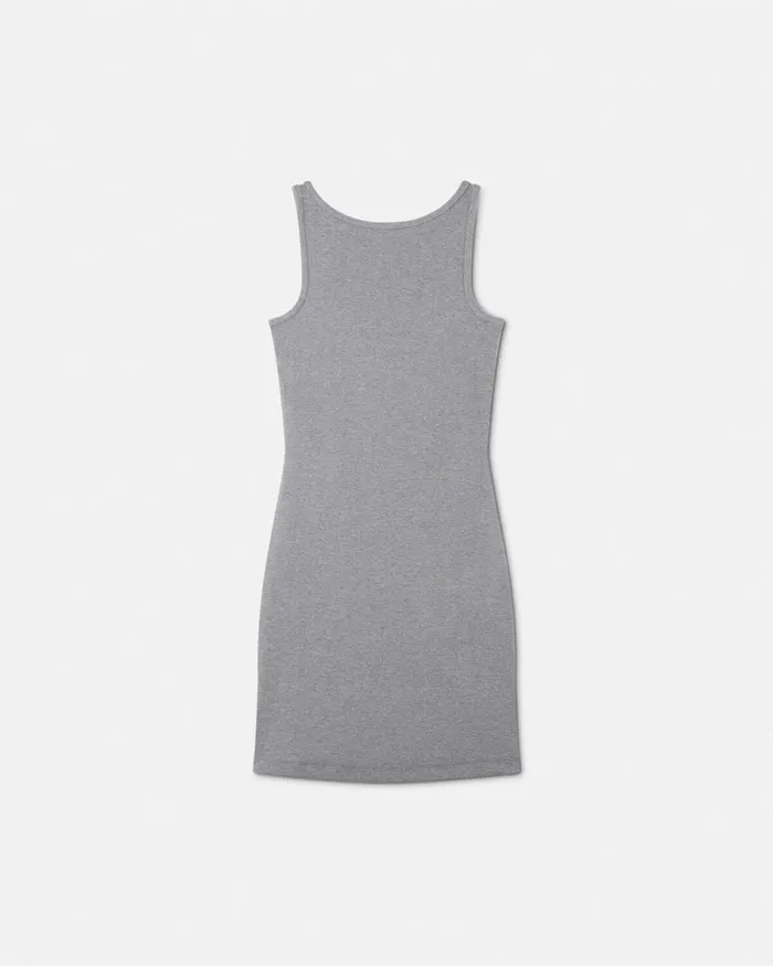 Versace 90s Vintage Logo Ribbed Dress Gray Women Loungewear and Pajamas
