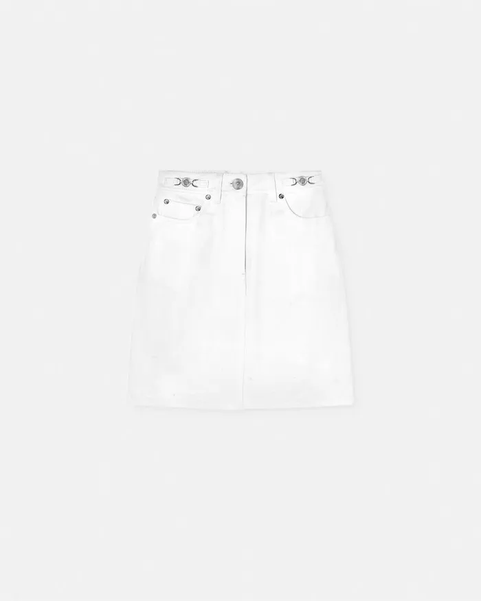 Versace ALine Denim Skirt White Women Skirts