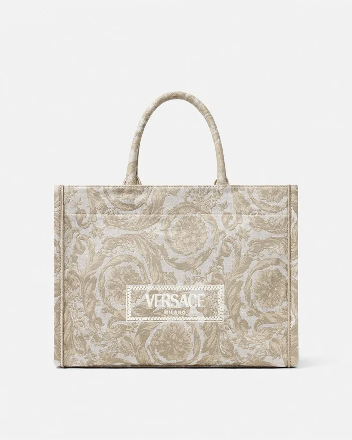 Versace Barocco Athena Medium Tote Bag Beigeprint WomenMen Totes