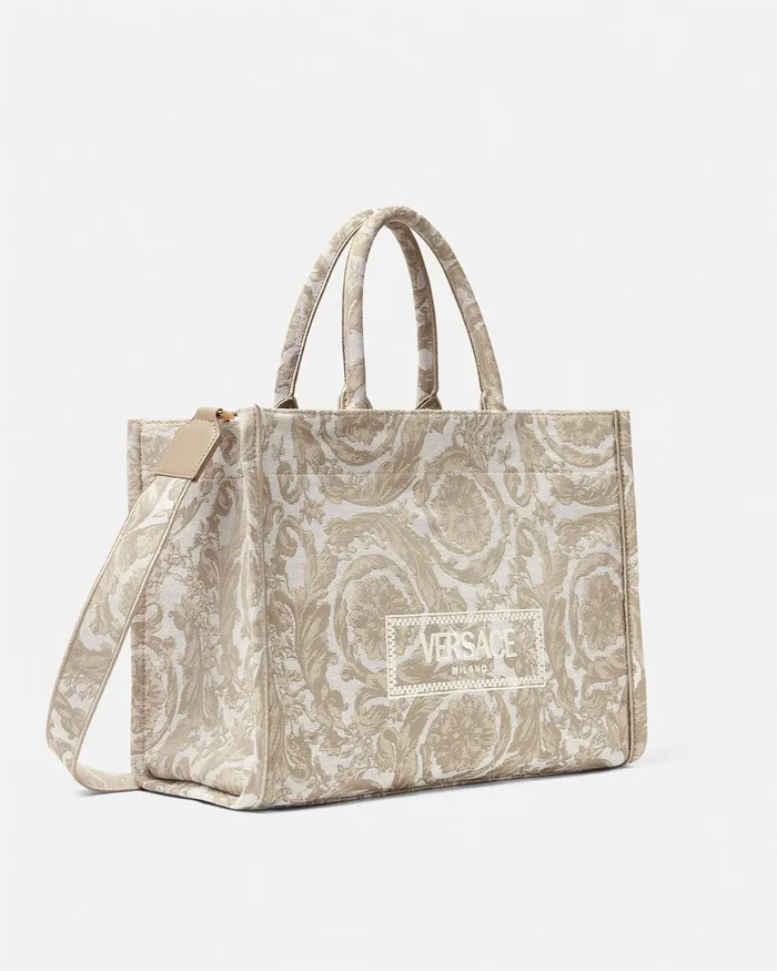 Versace Barocco Athena Medium Tote Bag Beigeprint WomenMen Totes