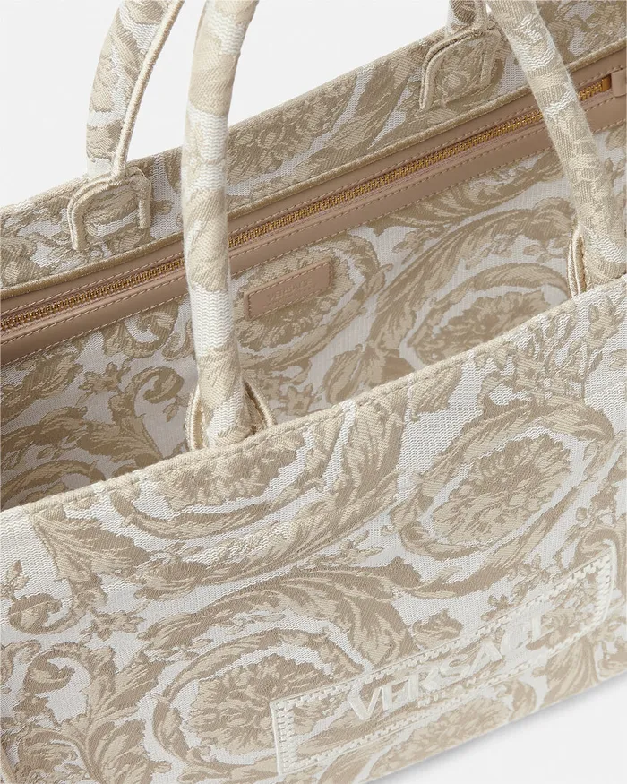 Versace Barocco Athena Medium Tote Bag Beigeprint WomenMen Totes