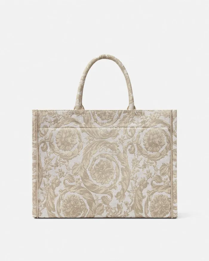 Versace Barocco Athena Medium Tote Bag Beigeprint WomenMen Totes