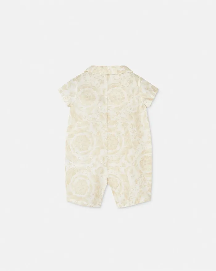 Versace Barocco Baby Romper Beigeprint Kids Clothing