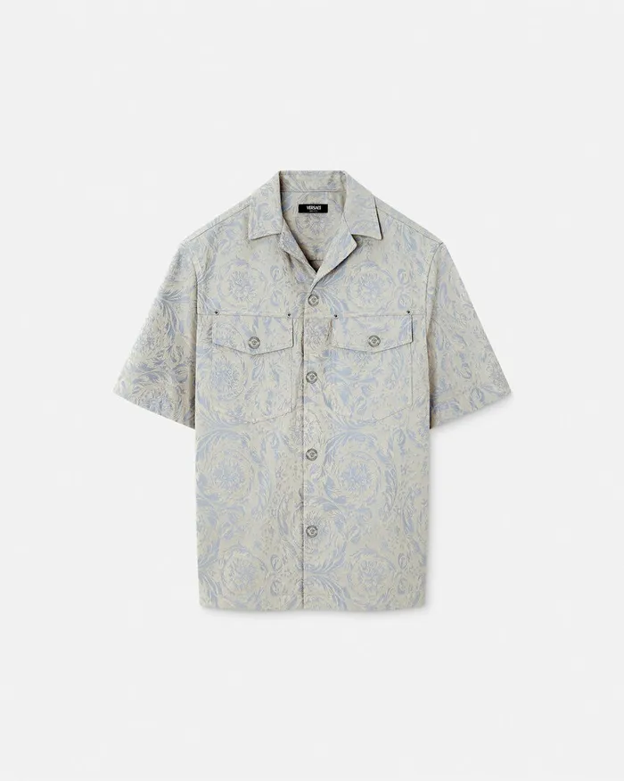 Versace Barocco Jacquard Shirt Gray Men Shirts