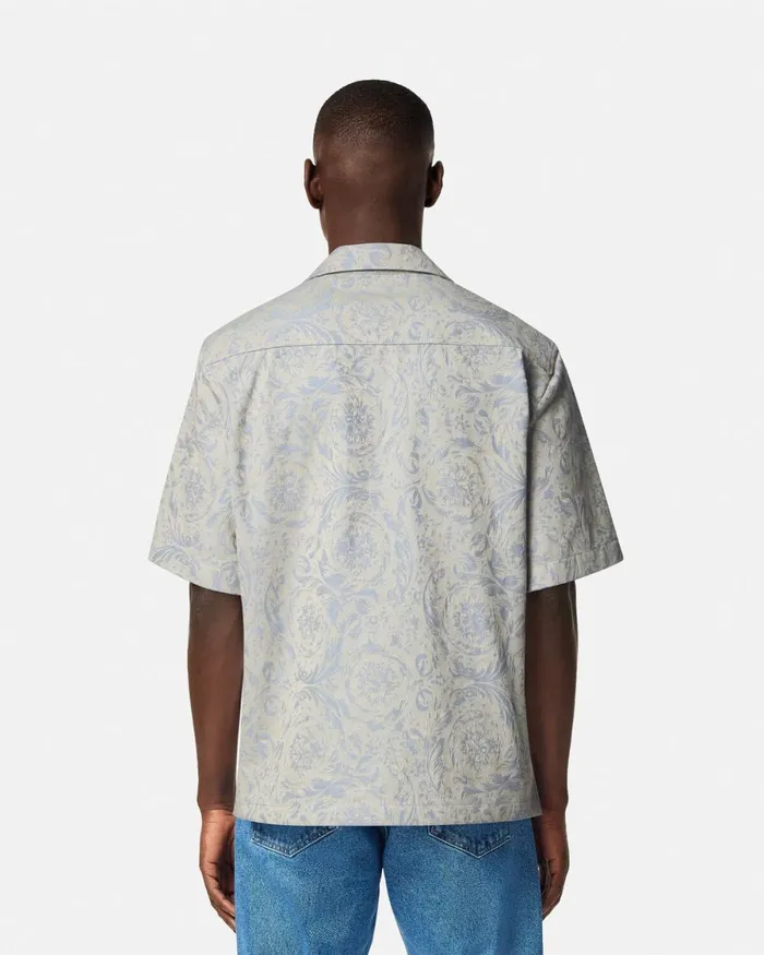 Versace Barocco Jacquard Shirt Gray Men Shirts