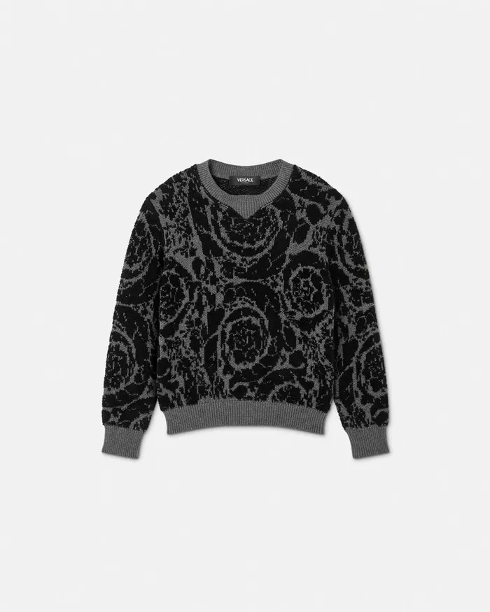 Versace Barocco Jacquards Sweater Gray Kids Knitwear and Sweatshirts