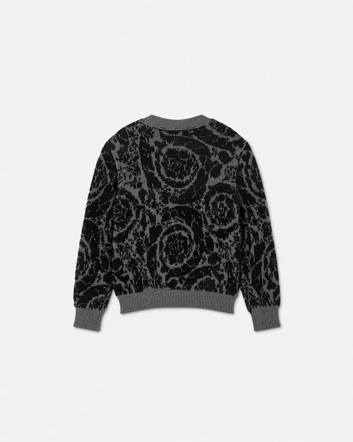 Versace Barocco Jacquards Sweater Gray Kids Knitwear and Sweatshirts