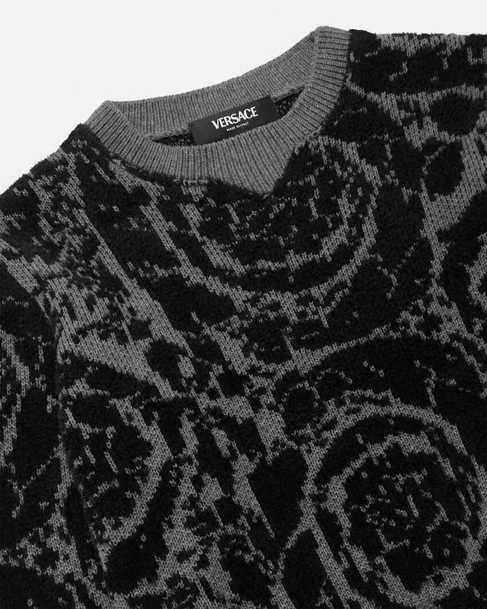 Versace Barocco Jacquards Sweater Gray Kids Knitwear and Sweatshirts