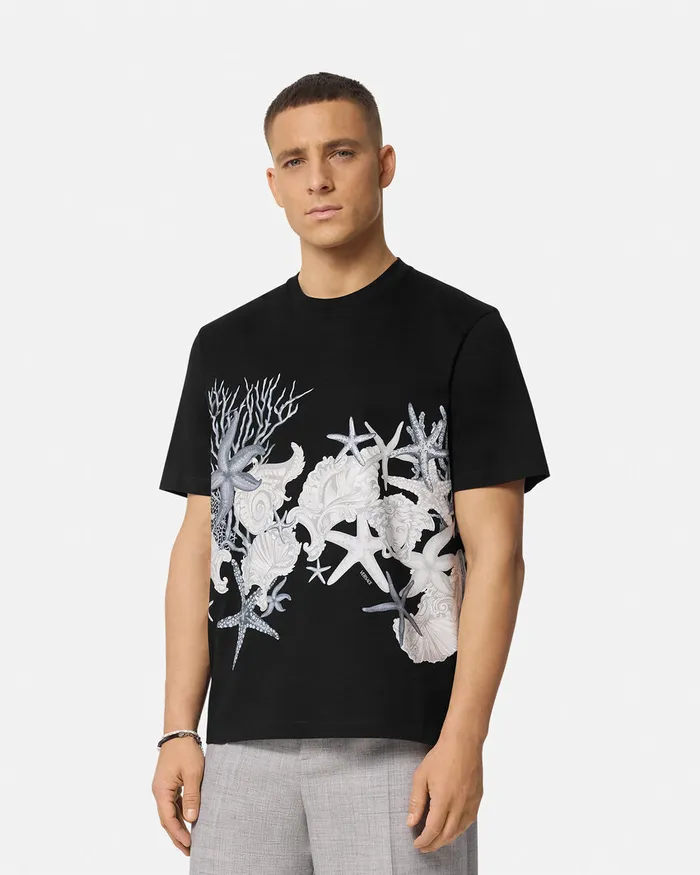Versace Barocco Sea Graphic TShirt Blackprint Men TShirts and Polos