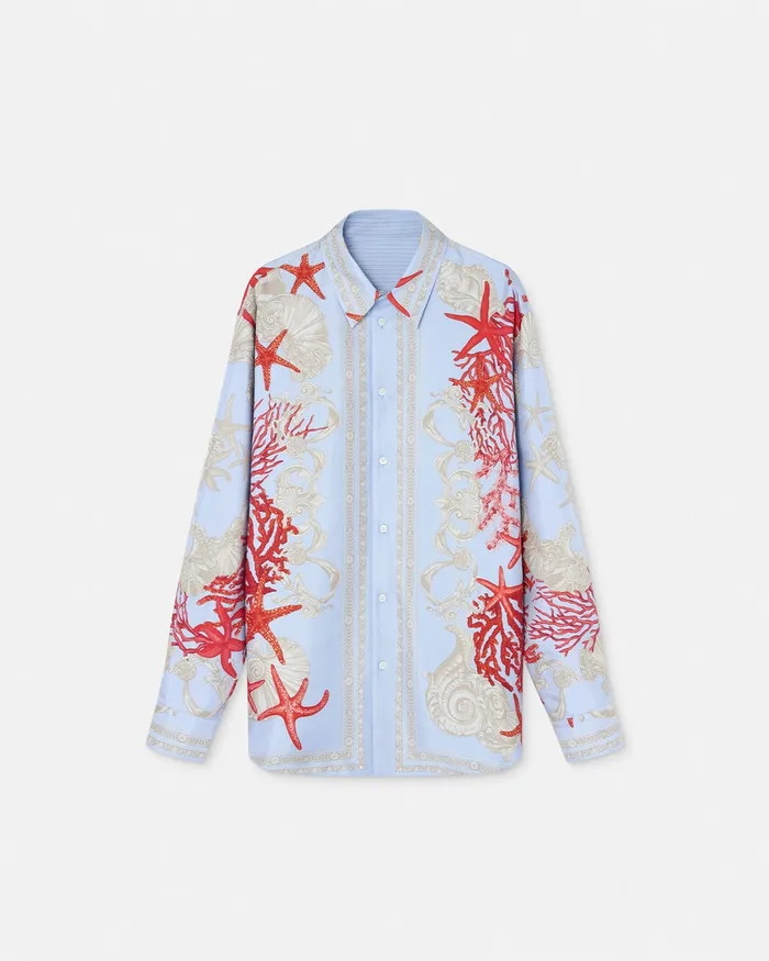Versace Barocco Sea Reversible Shirt Blueprint Men Shirts