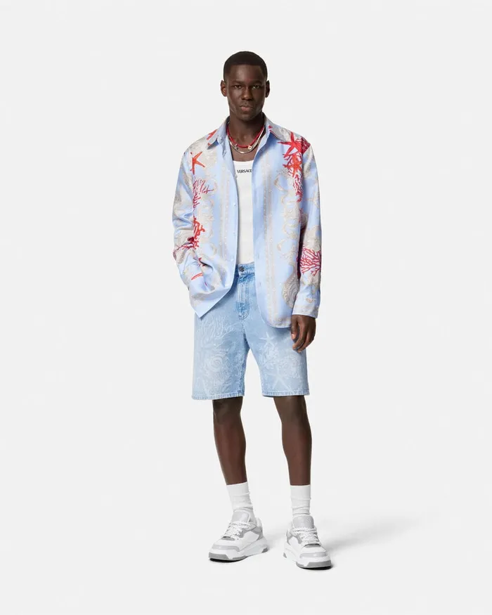 Versace Barocco Sea Reversible Shirt Blueprint Men Shirts