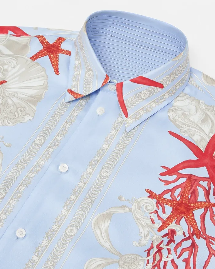 Versace Barocco Sea Reversible Shirt Blueprint Men Shirts