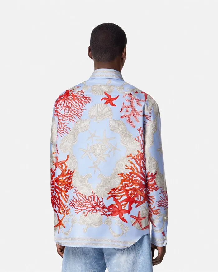 Versace Barocco Sea Reversible Shirt Blueprint Men Shirts
