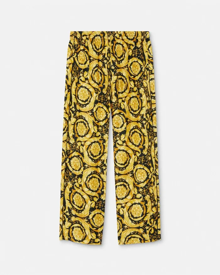Versace Barocco Silk Pajama Bottoms Blackprint Men Loungewear and Pajamas
