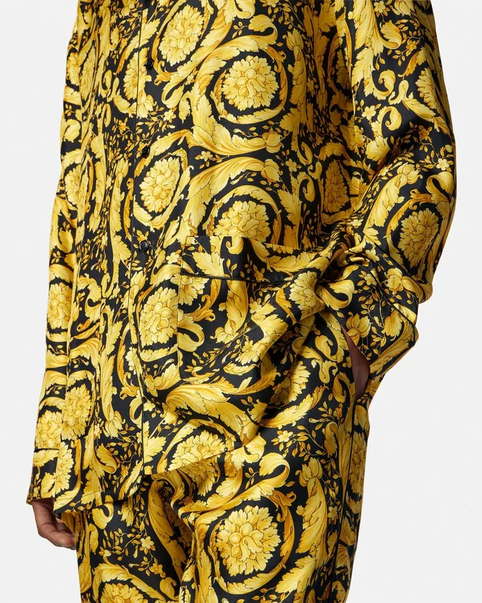 Versace Barocco Silk Pajama Bottoms Blackprint Men Loungewear and Pajamas