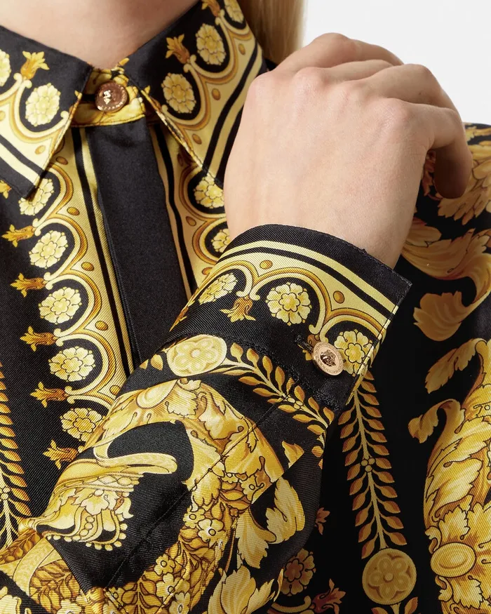 Versace Barocco Silk Shirt Blackprint Women Shirts and Tops