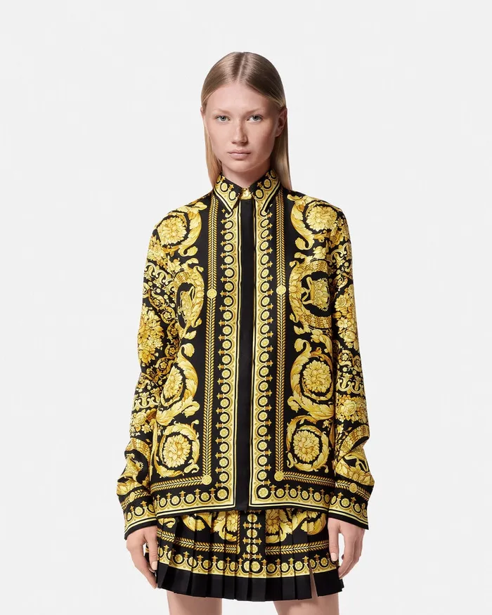 Versace Barocco Silk Shirt Blackprint Women Shirts and Tops