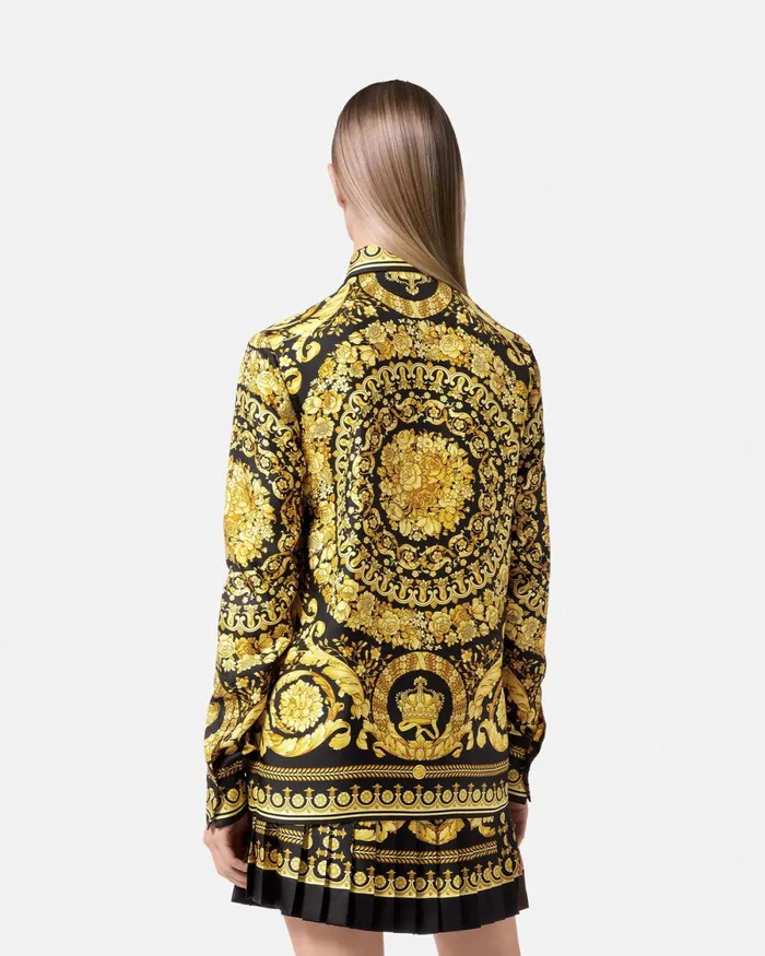 Versace Barocco Silk Shirt Blackprint Women Shirts and Tops