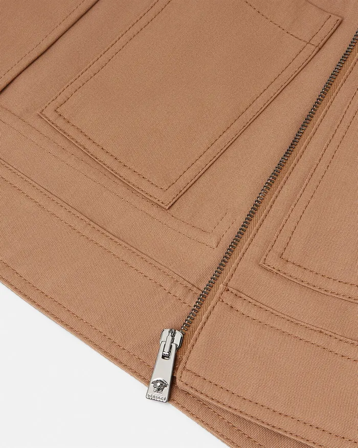 Versace Canvas Blouson Jacket Beige Men Jackets and Coats