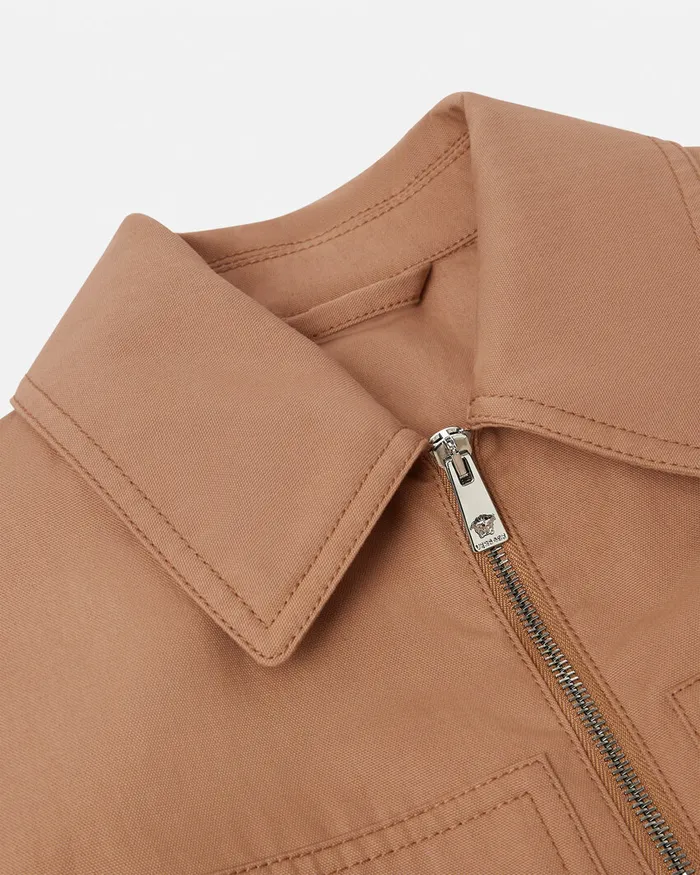 Versace Canvas Blouson Jacket Beige Men Jackets and Coats