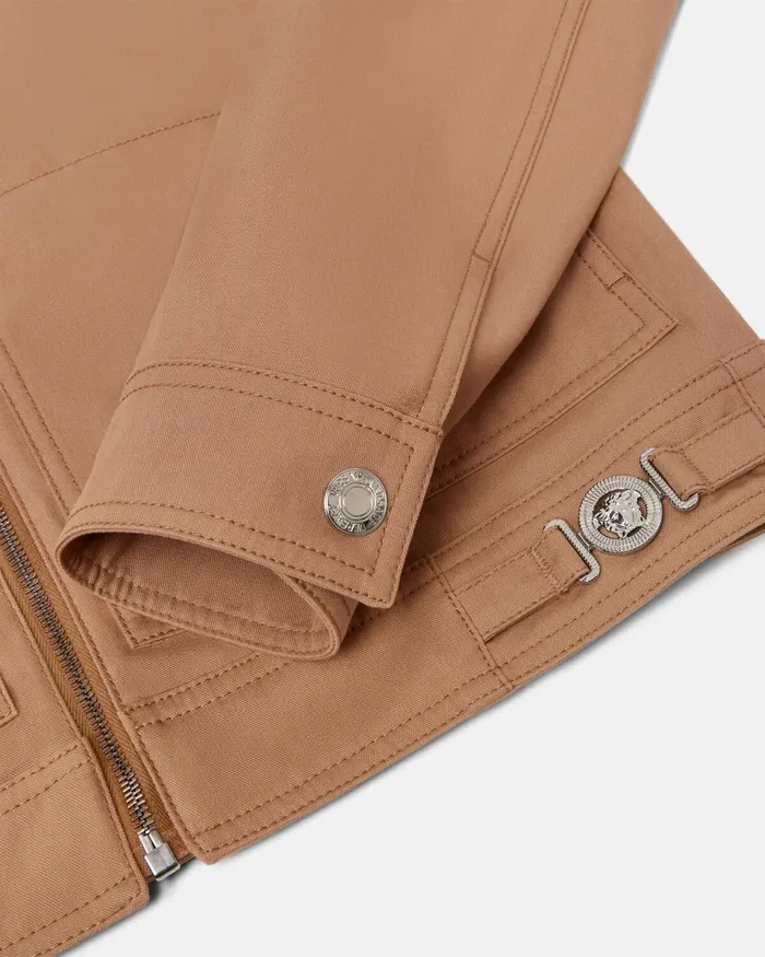 Versace Canvas Blouson Jacket Beige Men Jackets and Coats