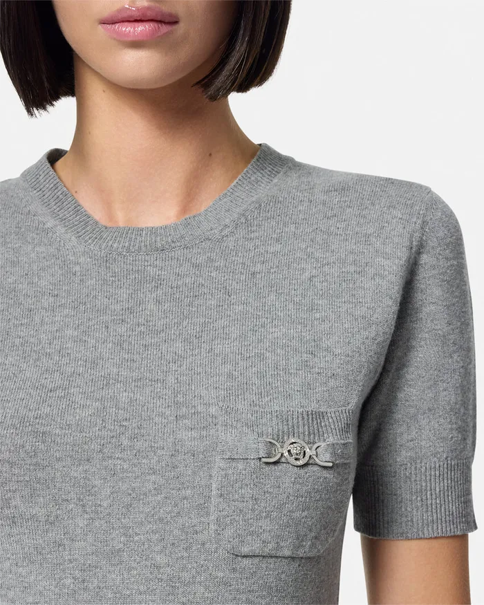 Versace CashmereBlend Knit Top Gray Women TShirts and Sweatshirts