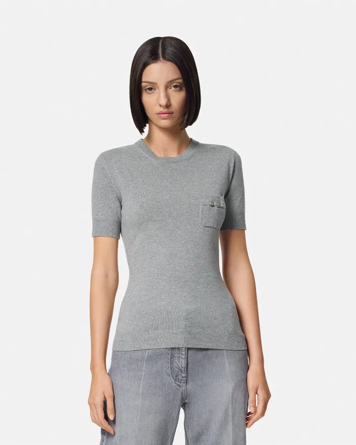 Versace CashmereBlend Knit Top Gray Women TShirts and Sweatshirts