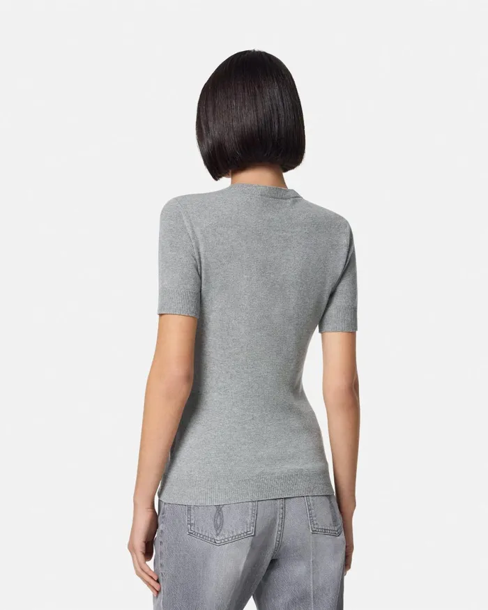 Versace CashmereBlend Knit Top Gray Women TShirts and Sweatshirts