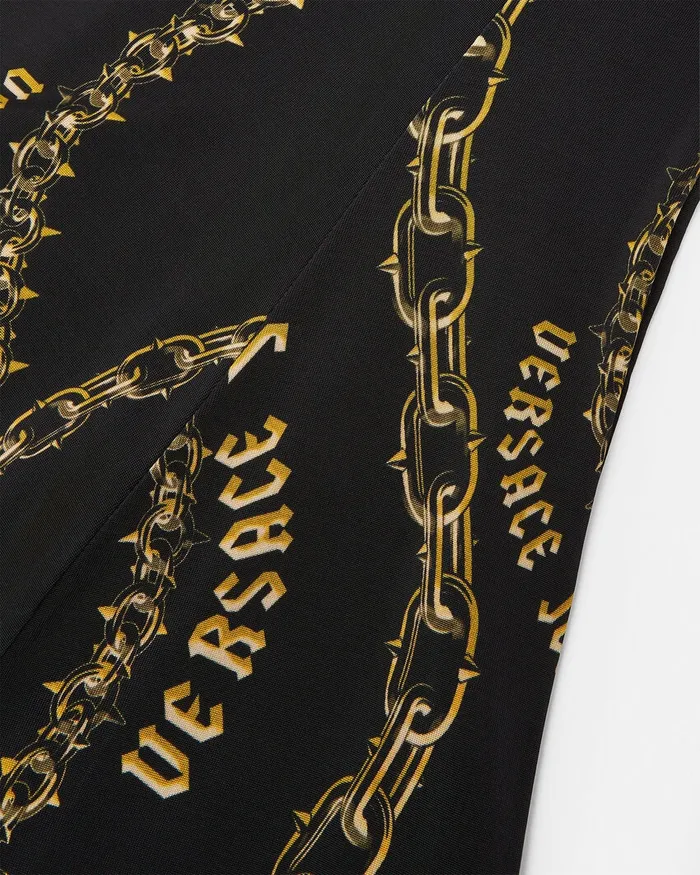 Versace Chain Couture Flared Mini Dress Blackgold Women Jeans Couture