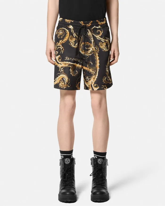 Versace Chromo Couture Shorts Blackgold Men Jeans Couture