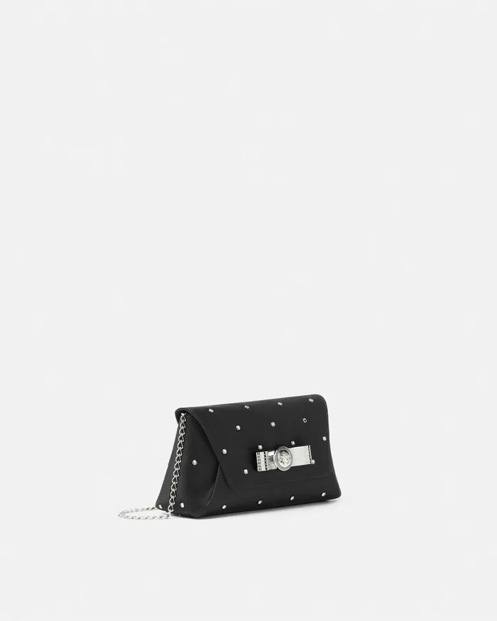 Versace Cielo Stellato Gianni Ribbon Clutch Blacksilver Women Mini Bags and Clutches