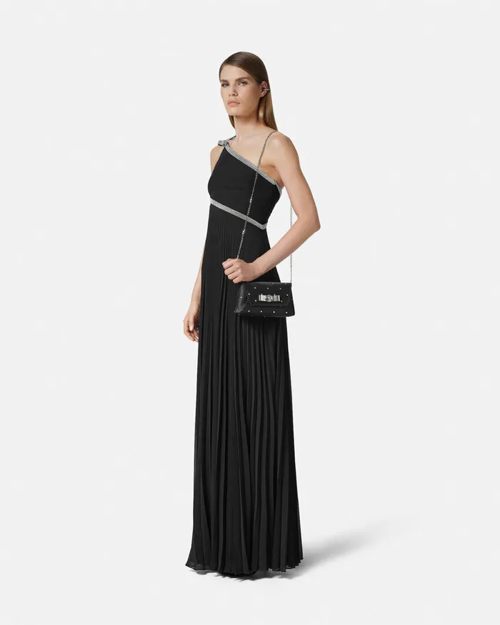 Versace Cielo Stellato Gianni Ribbon Clutch Blacksilver Women Mini Bags and Clutches