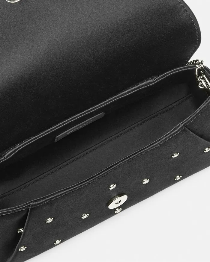 Versace Cielo Stellato Gianni Ribbon Clutch Blacksilver Women Mini Bags and Clutches