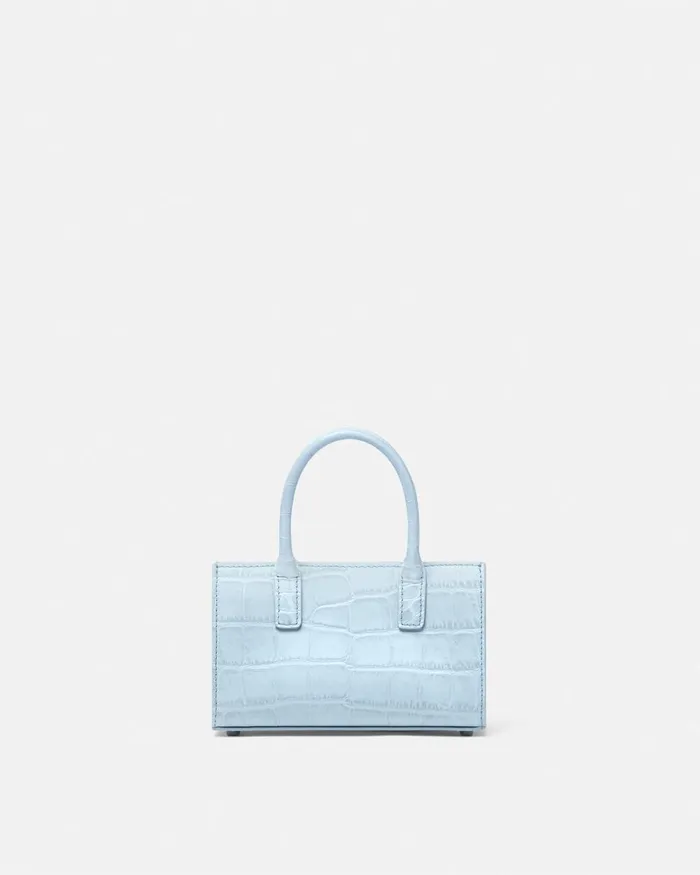 Versace CrocEffect Medusa 03995 Mini Tote Bag Light Blue Women Mini Bags and Clutches