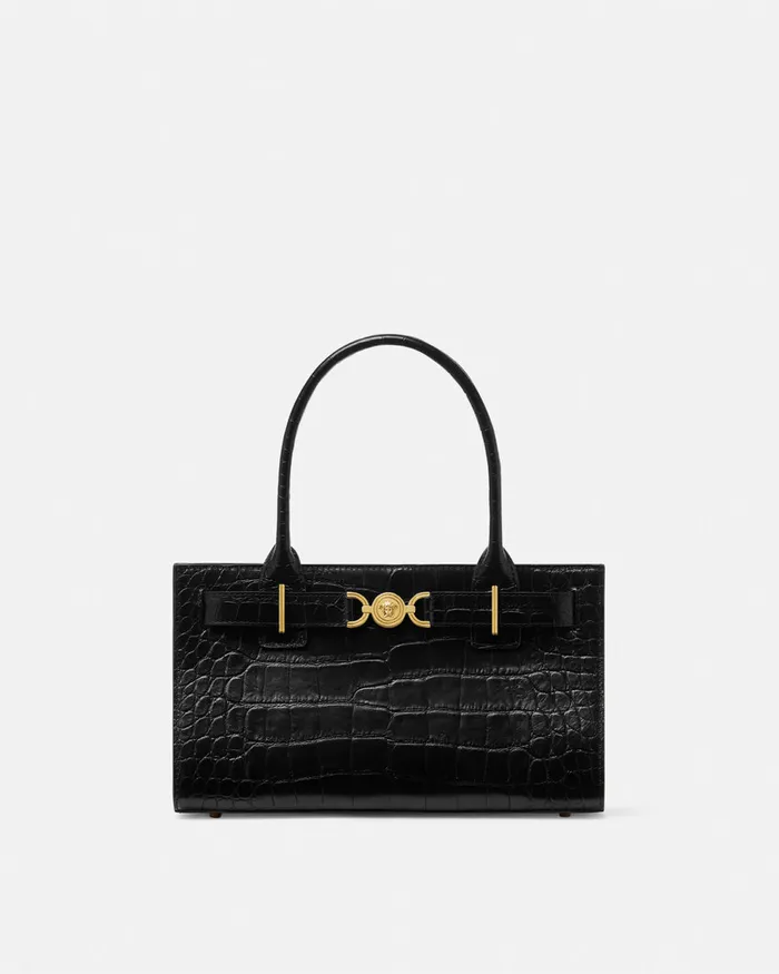 Versace CrocEffect Medusa 03995 Tote Bag Blackgold Women Medusa 03995