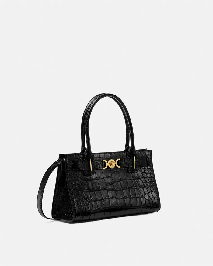 Versace CrocEffect Medusa 03995 Tote Bag Blackgold Women Medusa 03995