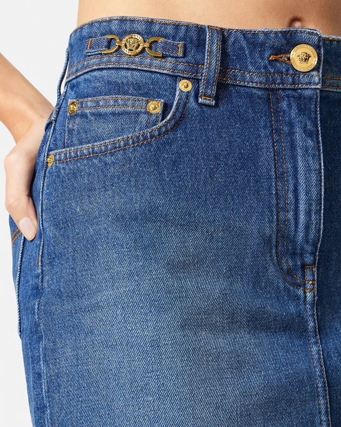 Versace Denim Mini Skirt Blue Women Skirts