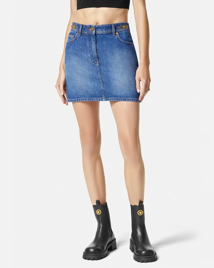 Versace Denim Mini Skirt Blue Women Skirts