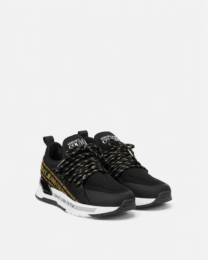 Versace Dynamic Logo Sneakers Blackgold Women Jeans Couture