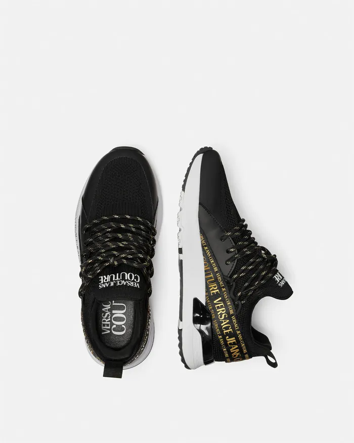 Versace Dynamic Logo Sneakers Blackgold Women Jeans Couture