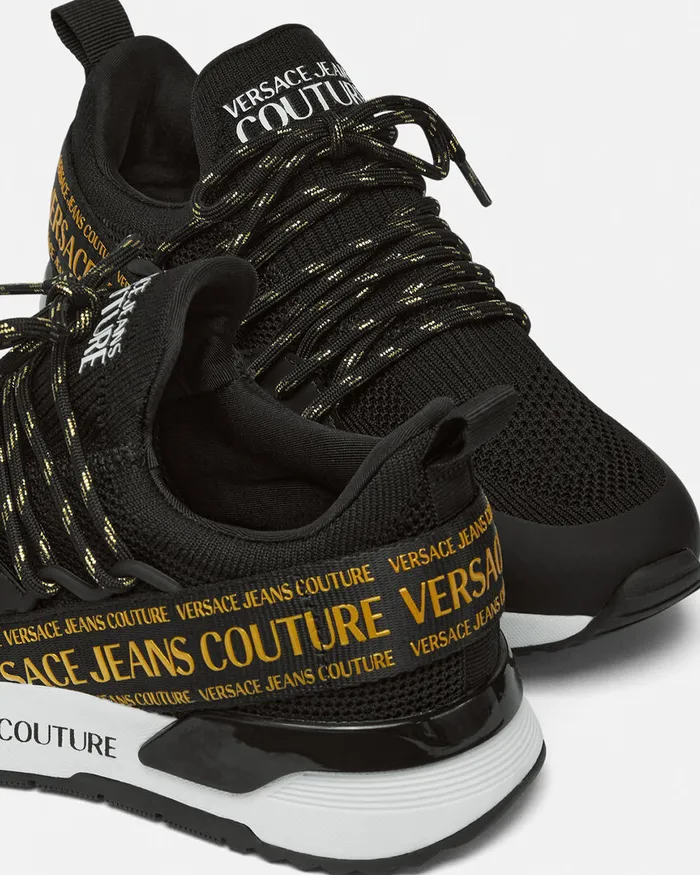 Versace Dynamic Logo Sneakers Blackgold Women Jeans Couture