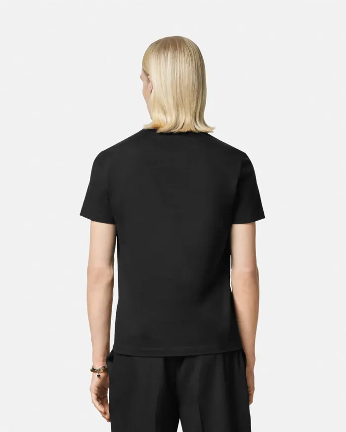Versace Embroidered Coupe Blason TShirt Black Men TShirts and Polos